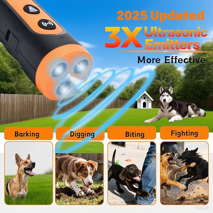 Dog Bark Deterrent Device, 2025 Upgraded Ultrasonic Anti Barking Device for Dogs, 35FT Range Auto Barkshield for Own & Neighbor's Dog, Safe & Effective No Barking Device for Dogs