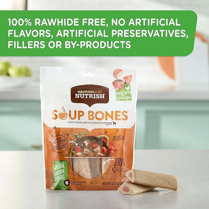 Nutrish Soup Bones Premium Dog Chews with Real Chicken and Veggies,6 Chews (Rachael Ray),(Pack of 2)