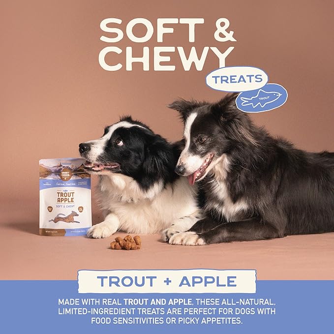 Smart Cookie All Natural Dog Treats - Trout & Apple - Training Treats for Dogs with Allergies, Sensitive Stomachs - Soft Dog Treats, Grain Free, Chewy, Human-Grade, Made in USA - 5oz, Pack of 3