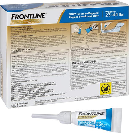FRONTLINE Gold Flea & Tick Treatment for Medium Dogs Up to 23 to 44 lbs., Pack of 6