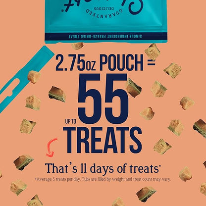 Stewart 100% Wild Salmon Dog Treats, 2.75 oz Pouch, ~55 Pieces, Freeze Dried Raw, Single Ingredient, 65% Protein Training Treats or Meal Topper, Grain Free, Gluten Free