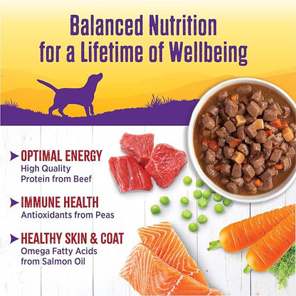 Wellness Complete Health Stew Adult Canned Wet Dog Food, Grain Free, Natural, Beef Recipe, 12.5 oz, Pack of 12 Cans