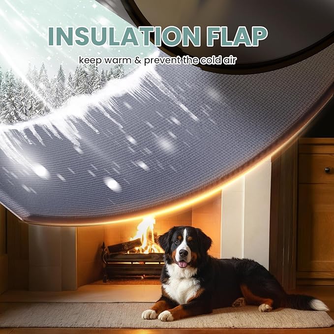 3-Flap Insulated Aluminum Dog Door for Walls, Heavy-Duty Telescoping Pet Door with Dual Security Locks & Magnetic Flaps, Closing Panel, XLarge, Pets Up to 220 LB