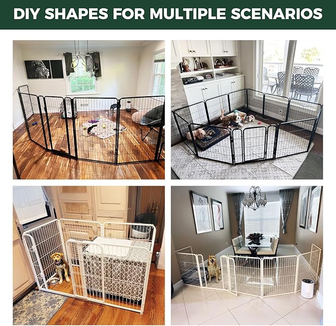 FXW Homeplus Unleashed Indoor Dog Playpen - Stress-Free and Safe Play, Heavy Duty 45 Inch 32 Panels Dog Pen for Large Dogs, White│Patented