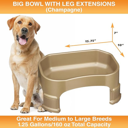 Neater Pet Brands Extra Large Water Bowl for Dogs, Elevated Outdoor Dog Water Bowl (1.25 Gallon XL Capacity), Big Trough Style Food Dish for Indoors or Outside, No Spill Large Dog Bowls, Champagne