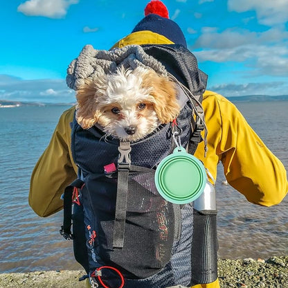SLSON Collapsible Dog Bowl, 2Pack Macaron Color Pet Travel Bowls Silicone Foldable Water Feeder Dish for Small to Large Dogs Cat Walking Hiking Camping (Macaron Light Green and Light Yellow, Small)