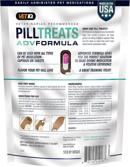 VETIQ Pill Treats for Dogs, Chicken Flavor, 30 Count | Advanced Formula | Soft Chews | Made in USA | Pack of 2