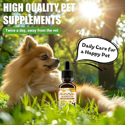 Quercetin for Dogs, Dog Quercetin Liquid Drops, Dog Quercetin Herbal Supplement Support Allergy Relief,Immune Health, Respiratory Health, Skin Health, Gluten Free, Non GMO (60 ml/2 Oz)
