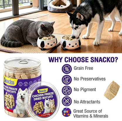 Snacko Freeze Dried Chicken Liver Cat Dog Treats Chicken Flavor Grain Free Healthy Bites Low Fat Puppy Kitten Training Reward