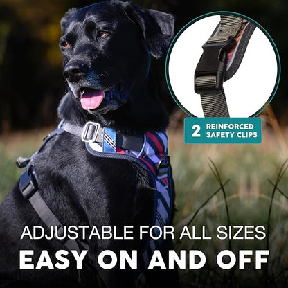 Embark Adventure XL Dog Harness – No-Pull, Reflective Trim, Military-Grade Nylon, Dual Leash Clips, Gel-Lined Handle for Extra Large Dogs