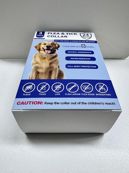 KOOSA Flea and Tick Collar for Dogs, 3 Packs Flea Collar for Dogs with Natural Essential Oils, Waterproof & Adjustable Flea and Tick Prevention Collar for Small Medium Large Dogs & Puppies, Grey
