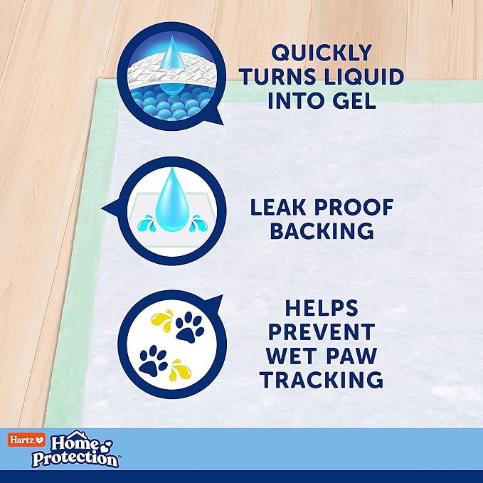 Hartz Home Protection Super Absorbent Odor Eliminating No Leaks Dog Pads,50 Count (Pack of 3)