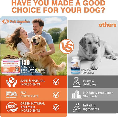 Dog Urinary Tract Supplement & Natural UTI Medicine Cranberry & D-Mannose -Kidney+Bladder Support - Best Prevention Incontinence & Bladder Stones-Cranberry Supplement - 150 Chews