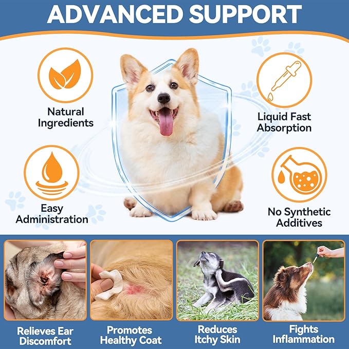 2PCS Yeast Infection Treatment for Dogs, Carmelie Support Healthy Itch Relief, Ear Paw Discomfort Care, Itch Relief for Dog, Allergy Supports, Inflammation Relief for Dogs, Bacon Flavor 60ml
