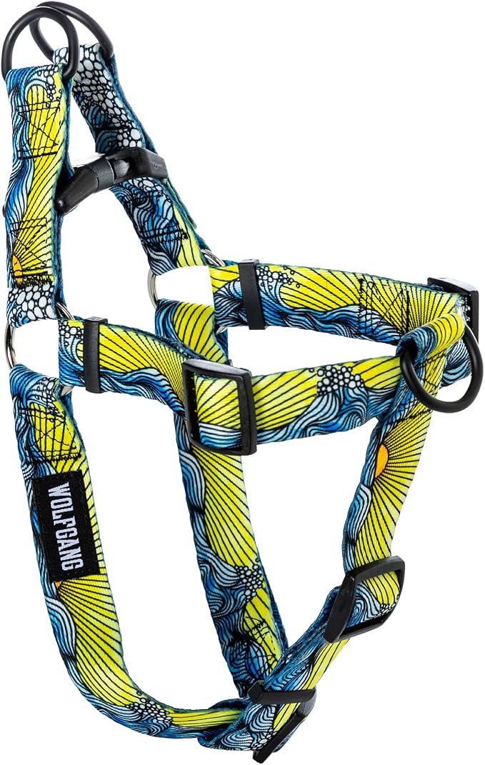 Wolfgang Heavy Duty Adjustable Dog Harness, Pull-Tested to Over 800 lbs for Walking & Training, DawnPatrol Print, Medium