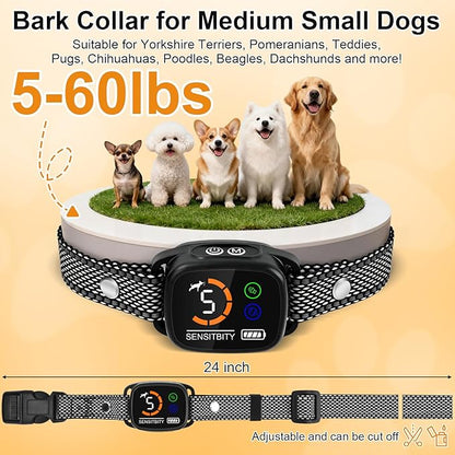 ETACCU Dog Bark Collar，Waterproof Rechargeable Digital Ultrasonic Bark Collars,Anti Barking Collar with 6 Adjustable Sensitivity Levels for Large Medium Small Dogs