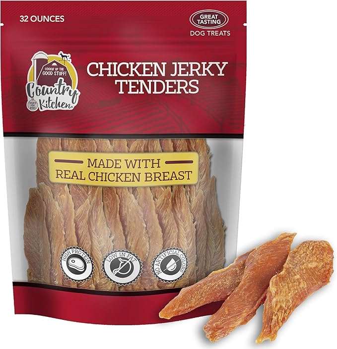 Country Kitchen Chicken Jerky Tender Dog Treats, Made with Real Chicken, High Protein, Low Fat, No Artificial Colors, 32 oz