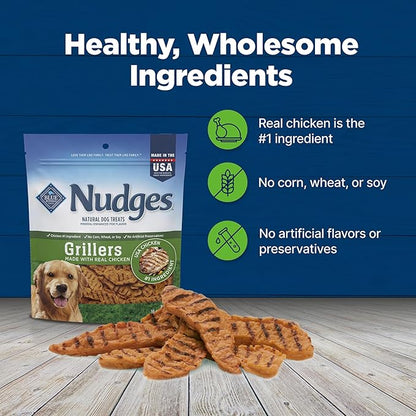 Blue Buffalo Nudges Grillers Natural Dog Treats, Made in the USA with Real Chicken, 16-oz Bag