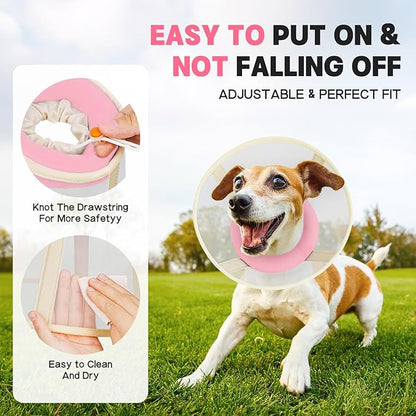 Soft Dog Cone Collar to Stop Licking-Adjustable Comfortable Mesh Recovery Collars After Surgery for Small or Miniature Dogs, Alternative to Plastic Elizabethan Collar for Neuter Incision Care (Pink,M)