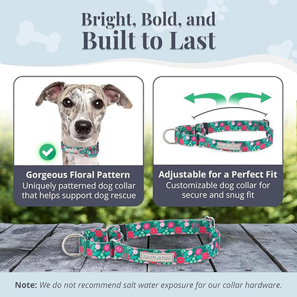Lucky Love Dog Martingale Dog Collar - Adjustable, No-Slip, Durable, & Soft Webbing Collar for Male and Female Dogs Ideal for Training & Walking - Penny, Medium