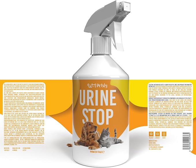 Potty Training Spray for Dogs Cats -17oz- Non-Staining, Indoor & Outdoor - Trains Pets Where Not to Pee - No Marking Training Spray - Safe for Fabrics, Furniture & Floors - Made in Germany
