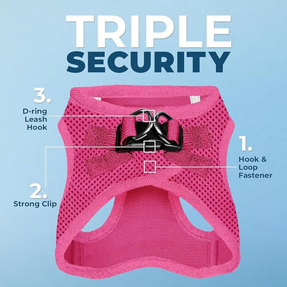 Best Pet Supplies Voyager Step-in Air All Weather Mesh Harness and Reflective Dog 5ft Leash Combo with Neoprene Handle, for Small, Medium and Large Breed Puppies - Set (Fuchsia), Large