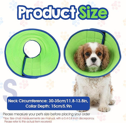 Soft Cone Collar for Dogs, Adjustable Breathable Cone Collar for Mild Care Small Dogs Fit Neck Size 11.8-13.8in, Post-Surgery Recovery E-Collar
