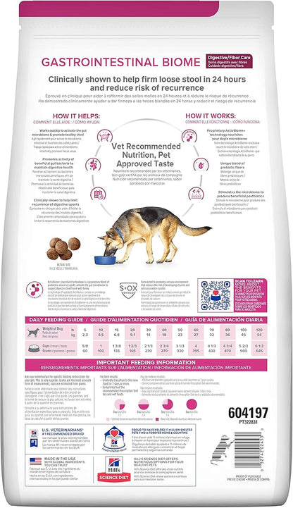 Hill's Prescription Diet Gastrointestinal Biome Digestive/Fiber Care Dry Dog Food, Chicken, 8 lb. Bag
