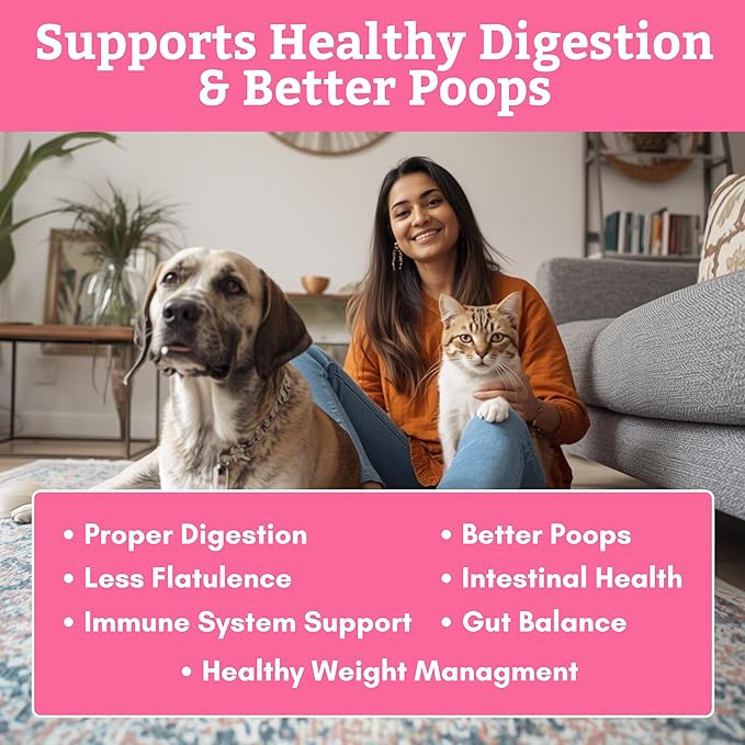 Wholistic Pet Organics Daily Cat & Dog Probiotics for Digestive Health, Anti Diarrhea & Gut Support - Probiotics for Dogs with Digestive Enzymes & Prebiotic Fiber - Cat Probiotic - 2 Oz - 57 Scoops