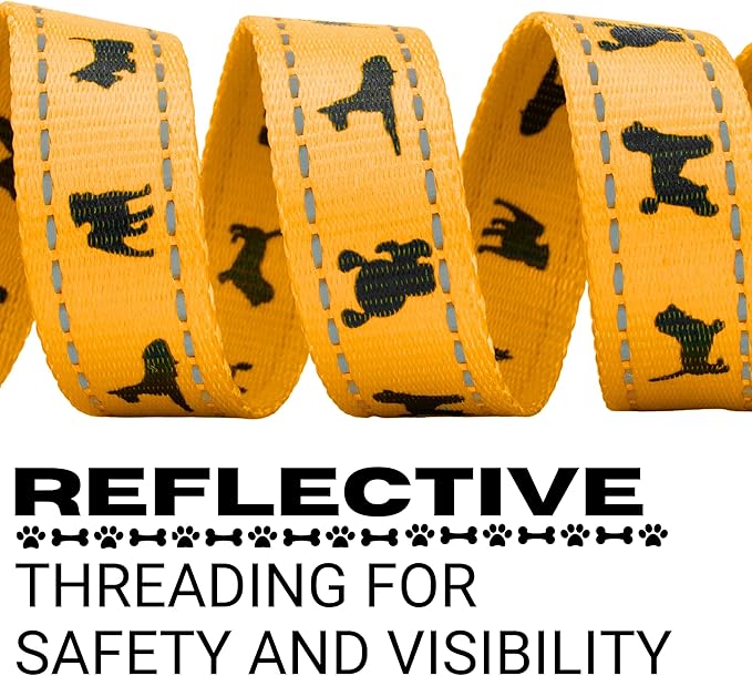 EcoBark Dog Leash - Soft & Reflective Comfort Training Leashes with Padded Handle - Safe, Strong, & Durable for Small, Medium or Large Dogs (Yellow)