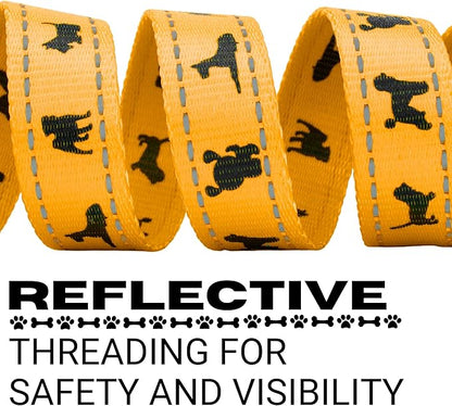 EcoBark Dog Leash - Soft & Reflective Comfort Training Leashes with Padded Handle - Safe, Strong, & Durable for Small, Medium or Large Dogs (Yellow)