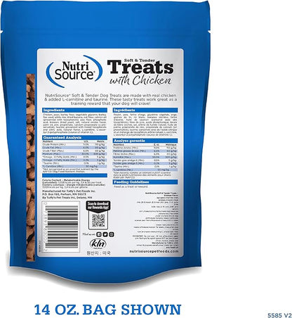 Nutri Source TU80020 14 oz Soft & Tender Chicken Treats for Dogs