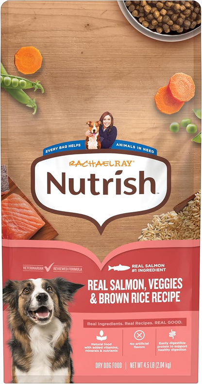 Nutrish Rachael Ray Adult Dry Dog Food Real Salmon, Veggies & Brown Rice Recipe, 4.5 lb. Bag
