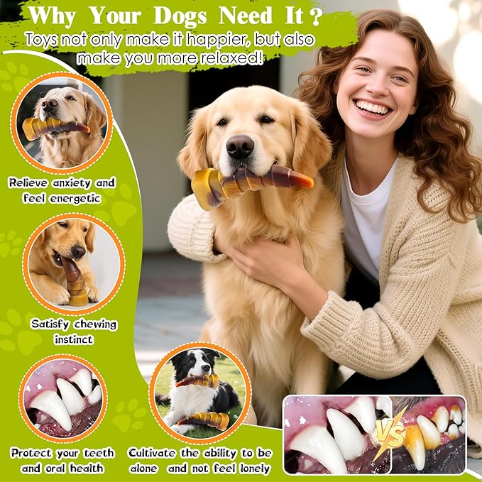 WOWBALA Dog Chew Toys for Aggressive Chewers, 2 Pack Indestructible Dog Toys for Large Dogs, Super Chewer Pet Toy for Large Medium Small Breed