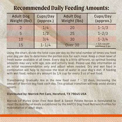 Merrick Lil’ Plates Premium Grain Free Dry Dog Food For Small Dogs, Real Texas Beef And Sweet Potato Kibble - 12.0 lb. Bag