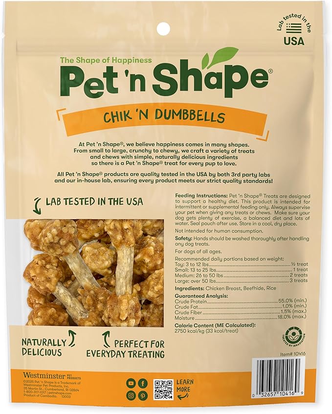 Pet 'n Shape Chik 'n Rice Dumbbells - Natural Dog Treats, Chicken, 1 Pound