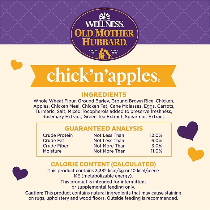 Old Mother Hubbard Wellness Chick'n'Apples Dog Biscuits,Natural,Training Treats,Chicken & Apples Flavor,Mini Size,(20 Ounce Bag),(Pack of 2)