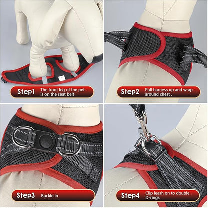 YIMEIS Dog Harness and Leash Set, No Pull Soft Mesh Pet Harness, Reflective Adjustable Puppy Vest for Small Medium Large Dogs, Cats (Black & red 01, Medium (Pack of 1)