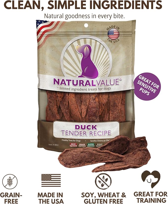 Loving Pets Natural Value All Natural Soft Chew Duck Tenders Dog Treat, 14-Ounce (8051)