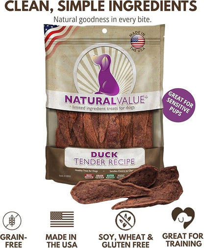 Loving Pets Natural Value All Natural Soft Chew Duck Tenders Dog Treat, 14-Ounce (8051)