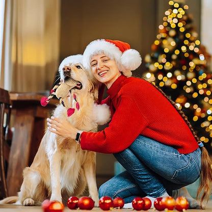 Christmas Squeaky Dog Toys, Stuffed Large Dog Toys to Keep Them Busy, Interactive Plush Chew Toys with Crinkle Paper, Tough Pet Animal Toys for Small Medium Large (Elk)