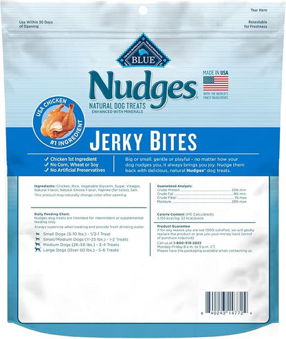 Blue Buffalo Nudges Jerky Bites Dog Treats, Made in The USA with Natural Ingredients, Bite-Sized Pieces, Chicken, 5-oz Bag (Pack of 2)