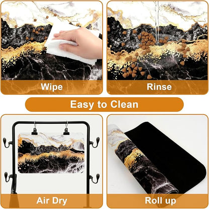 Dog Food Mats for Floors Waterproof Mat for Cat Food and Water Bowls - Absorbent Quick Dry Non Slip Mat for Pet Feeding