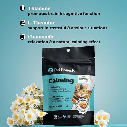 Calming Chews for Cats - Cat Anxiety Relief + Helps Reduce Stress - Behavioral Support & Promotes Relaxation for Travel, Boarding, Vet Visits, Separation Anxiety - Chicken (90-Day Supply)