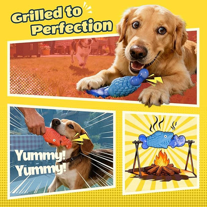 Kseroo Tough Dog Toys for Aggressive Chewers: 2 Pack Indestructible Dog Toys to Keep Them Busy, Tough Chew Toys for Large Dogs, Nylon & Rubber Dog Chew Bones, Squeaky Dog Toy for Large Breed