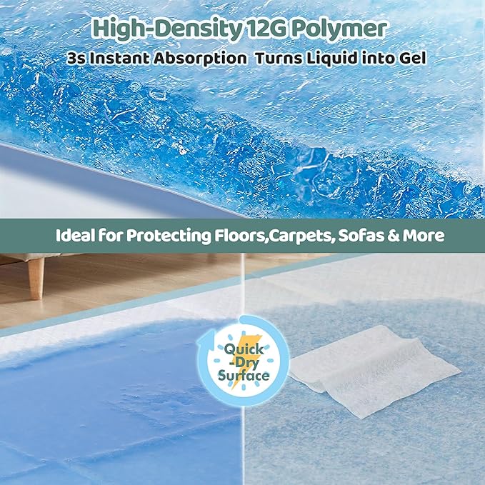 Gimars XL 6-Layer Ultra Absorbent 1200ml 48-Hour Leak-Proof Dog Pee Pads, Quick Dry Extra Large Puppy Pads for Puppy Training, Senior & Incontinent Dogs, Cats, Overnight Use, 28"x34", 30 Count