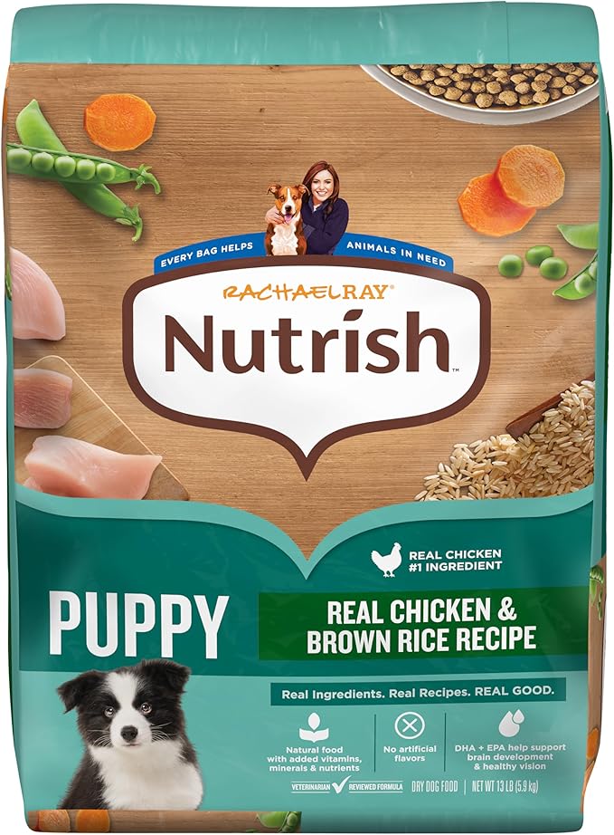 Nutrish Rachael Ray Dry Dog Food Puppy, Real Chicken & Brown Rice Recipe, 13 lb. Bag