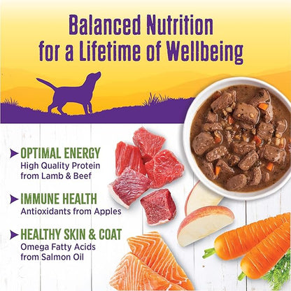 Wellness Complete Health Stew Adult Canned Wet Dog Food, Grain Free, Natural, Lamb and Beef Recipe, 12.5 oz, Pack of 12 Cans