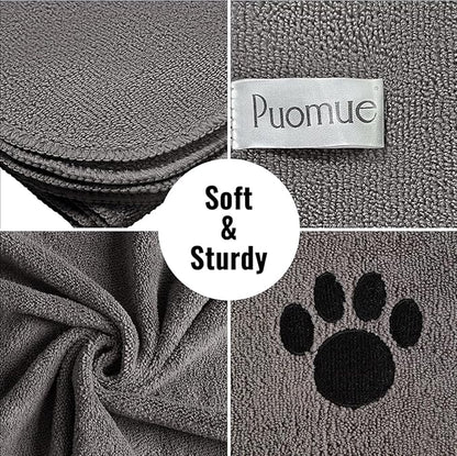 Puomue Microfiber Dog Towels for Drying Dogs, Super Absorbent and Soft Pet Grooming Towel, 40 Inch X 23.6 Inch, Perfect for Large, Medium or Small Dogs (Grey, 40''X23.6'' - 2pack)