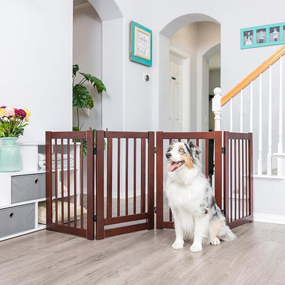 Primetime Petz 360 Configurable Dog Gate with Door – Indoor Freestanding Walk Through Wood Pet Gate,Walnut
